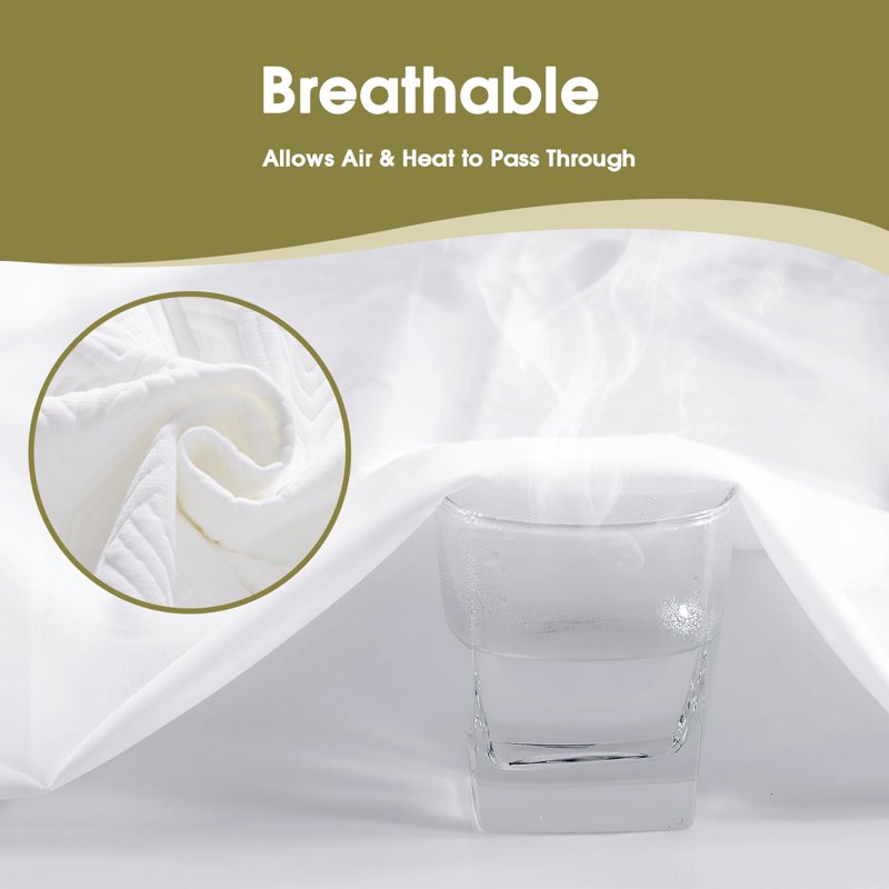 Queen Size Waterproof Mattress Protector Viscose Made From Bamboo Cooling Mattress Pad Cover Breathable Soft 3D Air Fabric Noiseless Washable Fitted Sheet With Deep Pocket Up To 21"