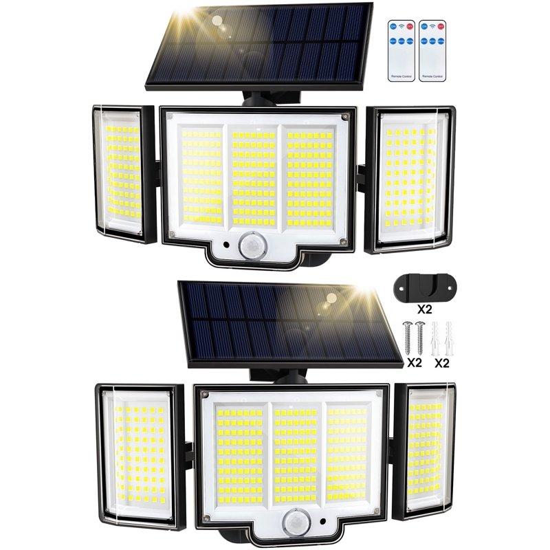 Qunler 348 LED 3000LM Solar Motion Sensor Flood Lights 2Pack