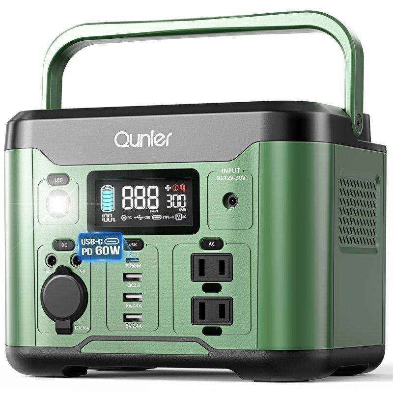 Qunler PEP-S300 300W Portable Power Station (296Wh/80 000mAh) 5-in-1 Solar Generator with 60W PD Input & Output Fast Charging