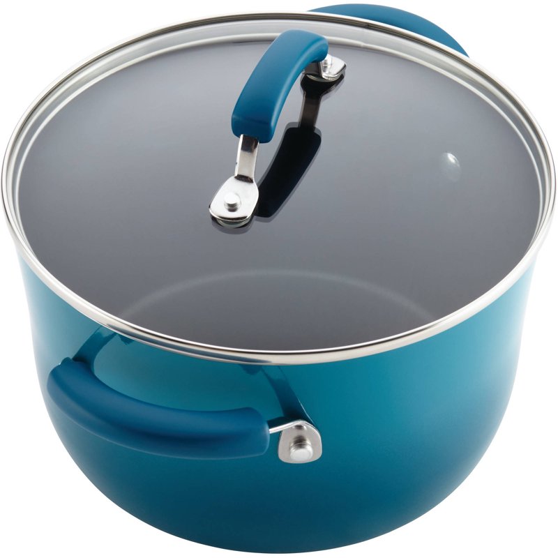 Rachael Ray 15-Piece Nonstick Pots And Pans Set/Cookware Set Marine Blue