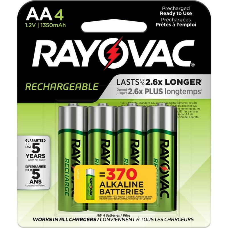Rayovac Rechargeable AA Batteries (4 Pack) NiMH Double A Batteries