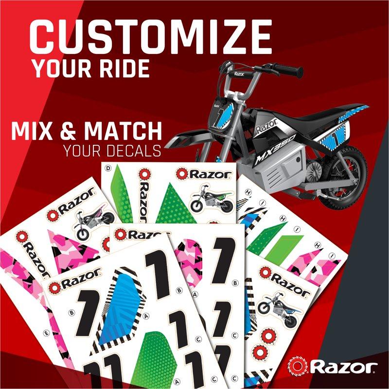 Razor Dirt Rocket MX350 - Black With Decals Up To 14 Mph 24V Electric Dirt Bike For Child 8+