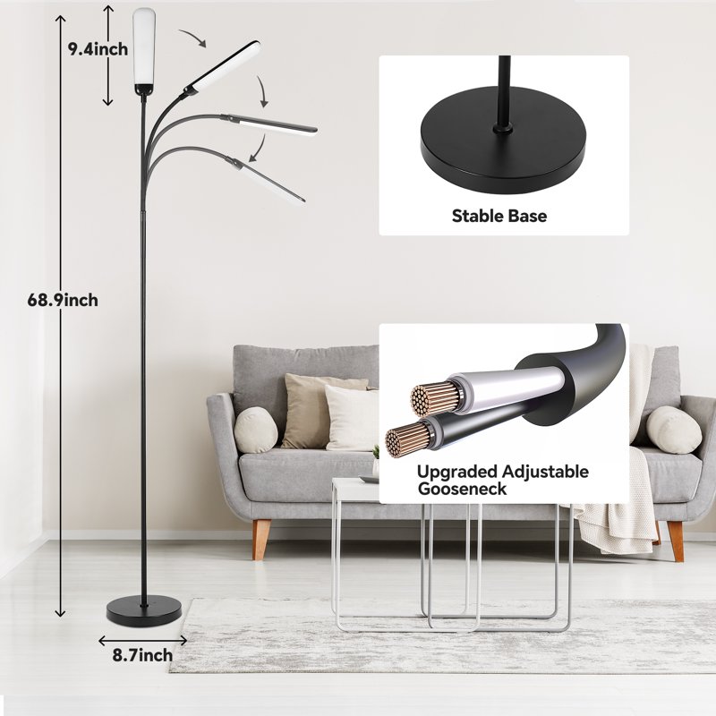 Reading Floor Lamp With Remote Bright 18W Floor Lamps For Living Room With 1H Timer Stepless Adjustable 2700K-6500K Colors & Brightness Standing Lamp With Remote & Touch Control Reading Floor Lamps
