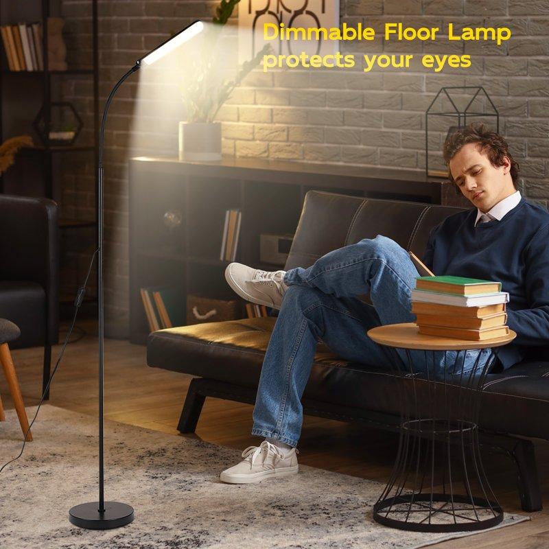 Reading Floor Lamp With Remote Bright 18W Floor Lamps For Living Room With 1H Timer Stepless Adjustable 2700K-6500K Colors & Brightness Standing Lamp With Remote & Touch Control Reading Floor Lamps