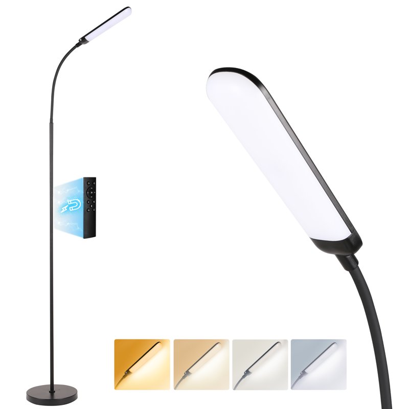 Reading Floor Lamp With Remote Bright 18W Floor Lamps For Living Room With 1H Timer Stepless Adjustable 2700K-6500K Colors & Brightness Standing Lamp With Remote & Touch Control Reading Floor Lamps