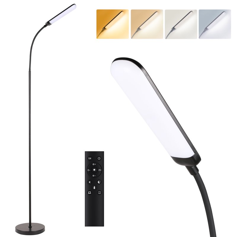 Reading Floor Lamp with Remote Bright 18W Floor Lamps for Living Room with 1H Timer Stepless Adjustable 2700K-6500K Colors & Brightness Standing Lamp with Remote & Touch Control Reading Floor Lamps