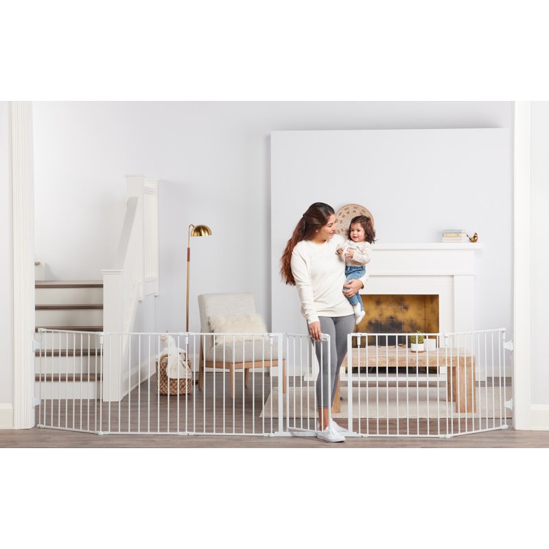 Regalo 144-Inch Super Wide Baby Gate And Play Yard White For Ages 6-24 Months