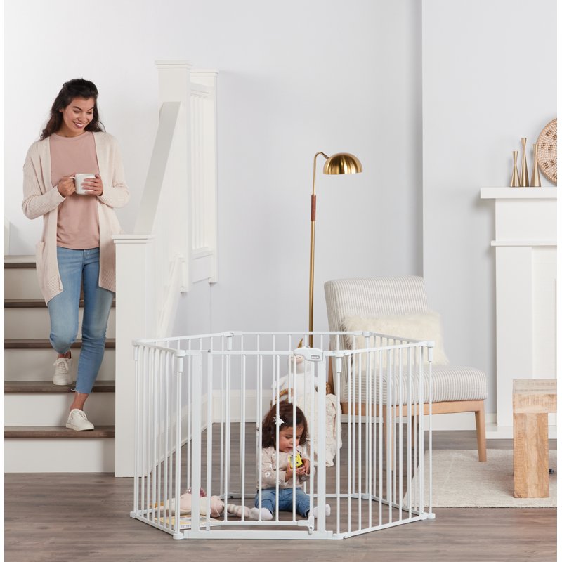 Regalo 144-Inch Super Wide Baby Gate And Play Yard White For Ages 6-24 Months