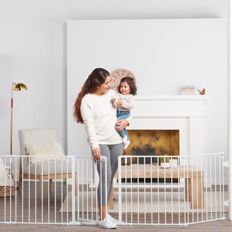 Regalo 144-Inch Super Wide Baby Gate And Play Yard White For Ages 6-24 Months