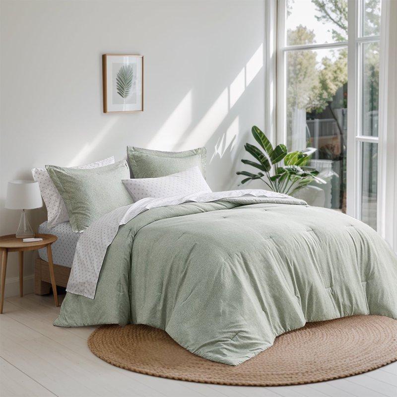 Regency Heights Queen Size Comforter Set 7-Piece Bed In A Bag With Sheet Sets Reversible Bedding Sage Green Solid Color Comforter Bed Set With Flat Sheet And Fitted Sheet