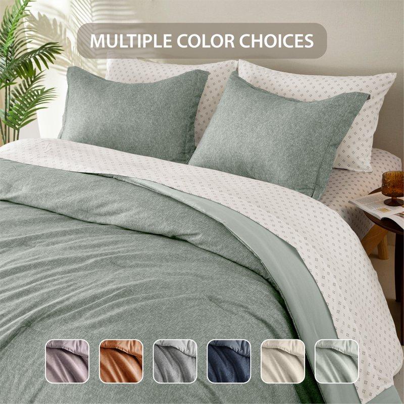 Regency Heights Queen Size Comforter Set 7-Piece Bed In A Bag With Sheet Sets Reversible Bedding Sage Green Solid Color Comforter Bed Set With Flat Sheet And Fitted Sheet