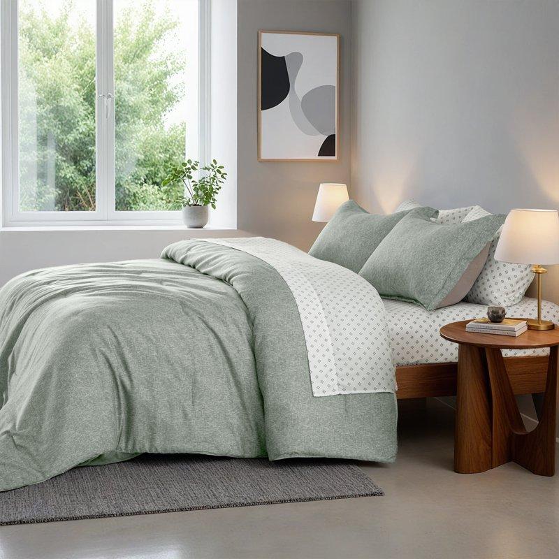 Regency Heights Queen Size Comforter Set 7-Piece Bed In A Bag With Sheet Sets Reversible Bedding Sage Green Solid Color Comforter Bed Set With Flat Sheet And Fitted Sheet