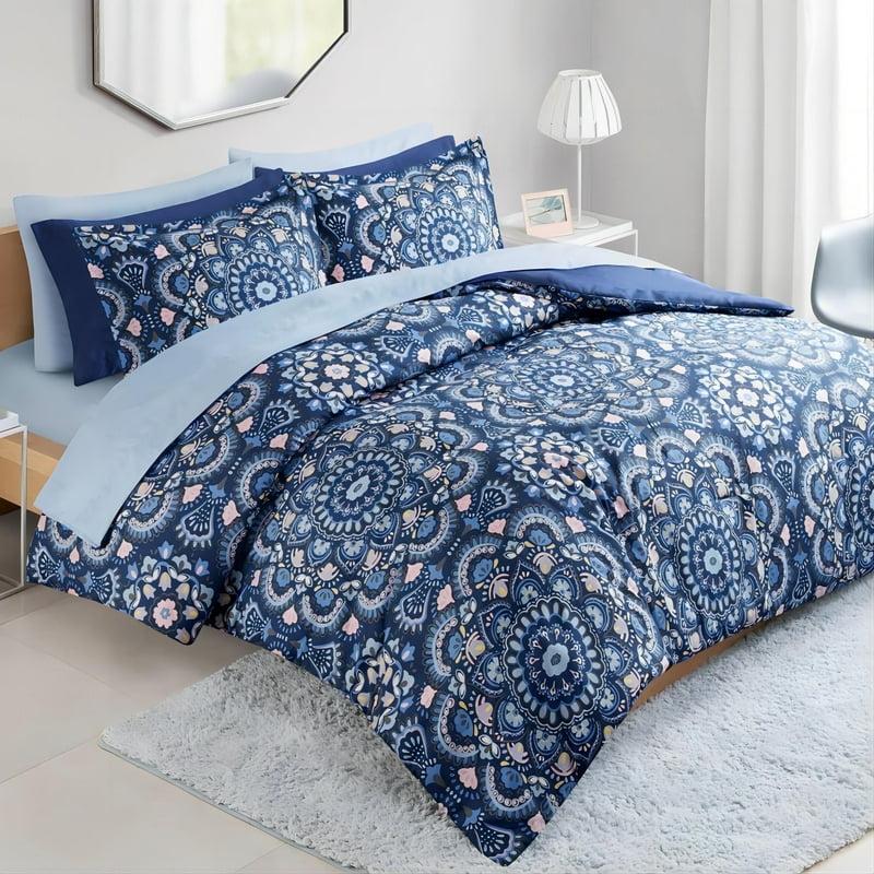 Regency Heights Queen Size Comforter Set 9-Piece Bed In A Bag Queen Navy Blue Bedding Comforter Set With Comforter Flat Sheets Fitted Sheets With Side Pockets