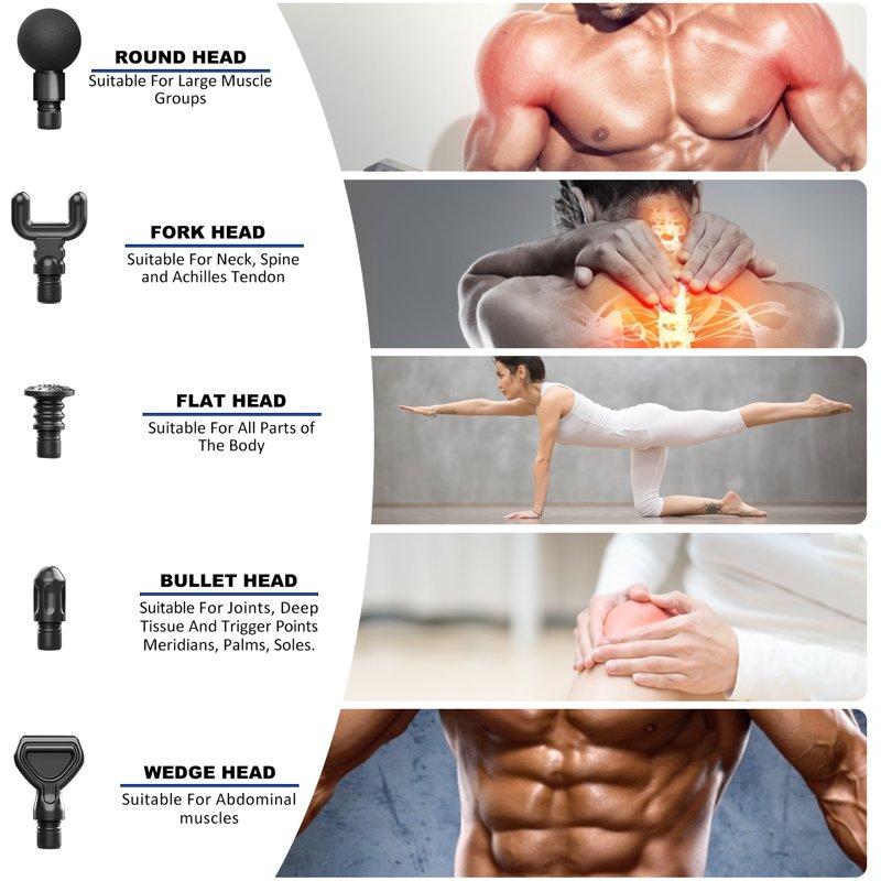 RENPHO Body Massager Muscle Massage Gun For Pain Relief Deep Tissue With 6 Massage Heads FSA & HSA Eligible Gift For Men & Women Black