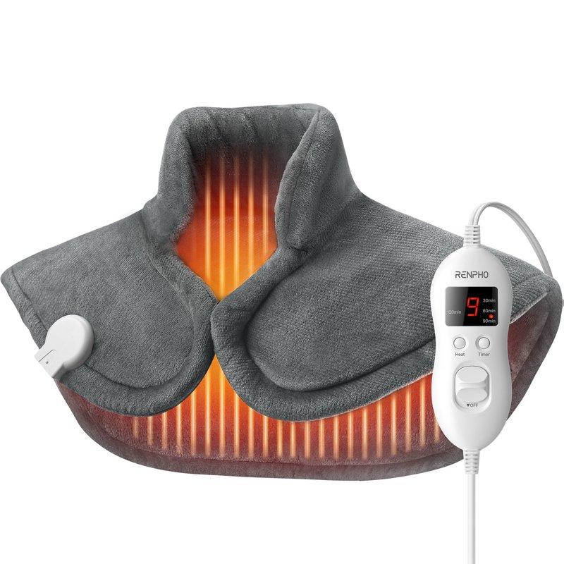 RENPHO Extra Large Heating Pad for Shoulders Neck and Back 9 Temperature Settings FSA HSA Eligible 19"x 24" Gray