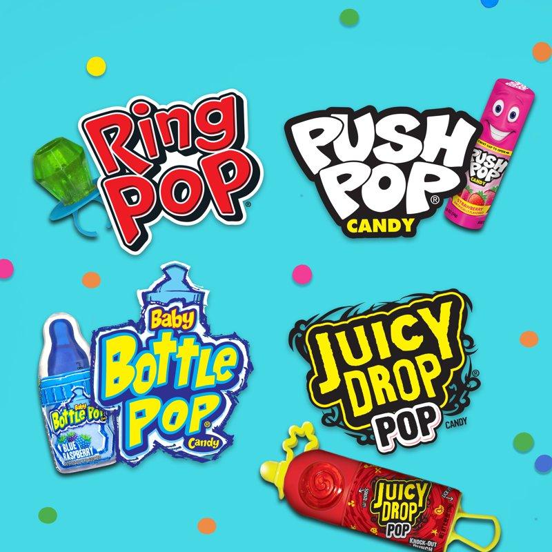 Ring Pop Push Pop Baby Bottle Pop Juicy Drop Pop Lollipop Variety Pack 12.4 Oz 18 Pieces