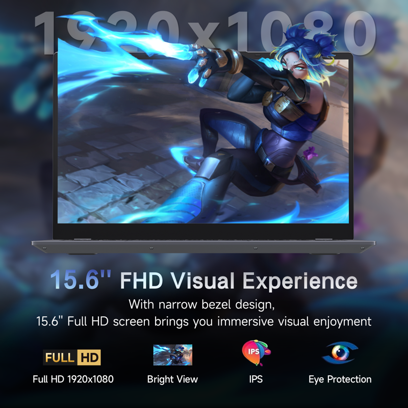 RNRUO 15.6" Laptop Dual 16GB DDR4 512GB SSD Intel Core I5 1240P 12 Core Up 4.4GHz Office 2024 Fingerprint Backlit KB WiFi 6 BT5.2 Laptop Computer For Business Student Light Gaming