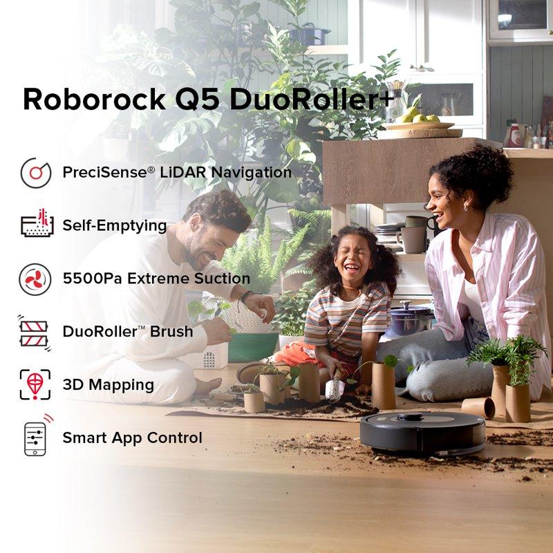 Roborock Q5 DuoRoller+ Robot Vacuum Self-Emptying 5500 Pa Suction DuoRoller Brush