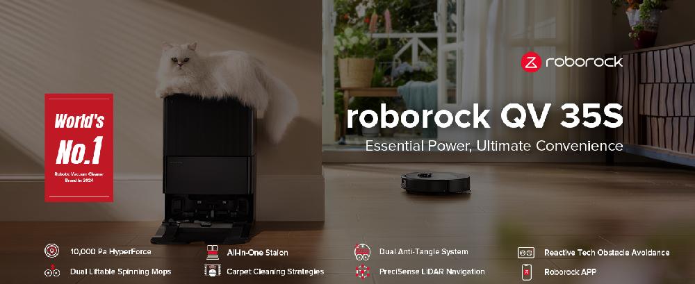 Roborock Qrevo Series Robot Vacuum And Mop 10 000Pa Powerful Suction (QV 35S) Self Emptying & Refilling Self Mop Washing & Air Drying
