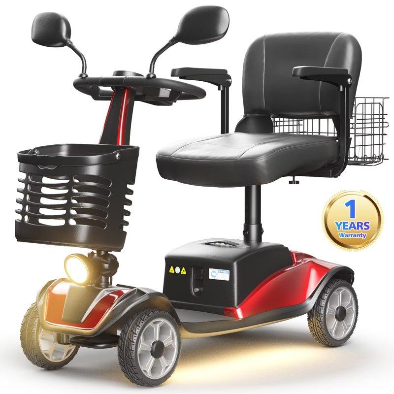 SACVON Upgrade 4 Wheel Mobility Scooter for Seniors Foldable Powered Mobile Wheelchair for Adult 330lbs Red