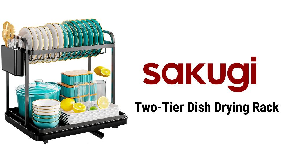 Sakugi Dish Drying Rack 2-Tier Stainless Steel Dish Racks Dish Drainer For Kitchen Counter Black