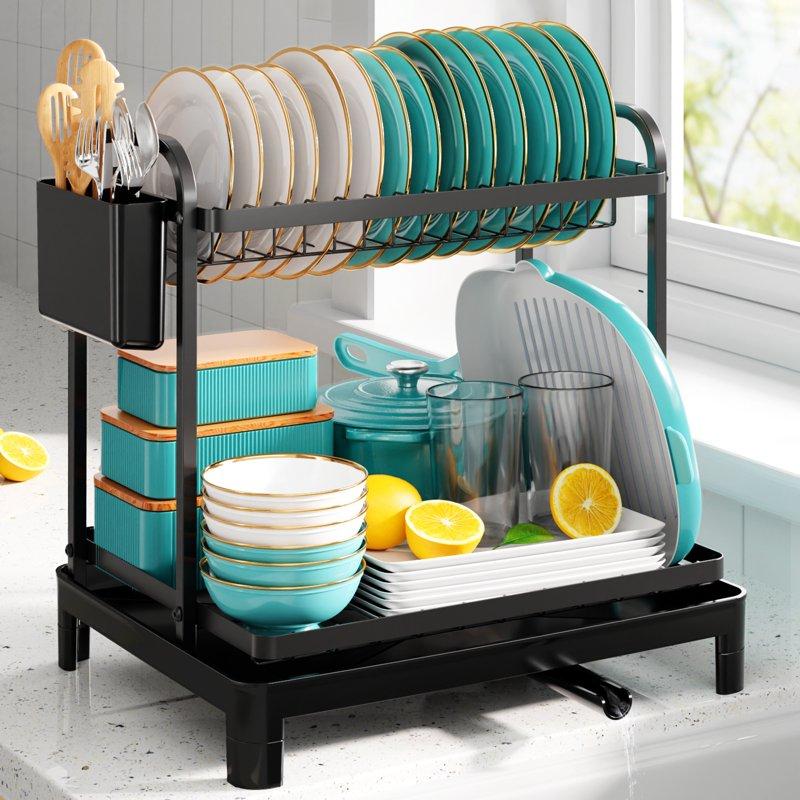 Sakugi Dish Drying Rack 2-Tier Stainless Steel Dish Racks Dish Drainer for Kitchen Counter Black