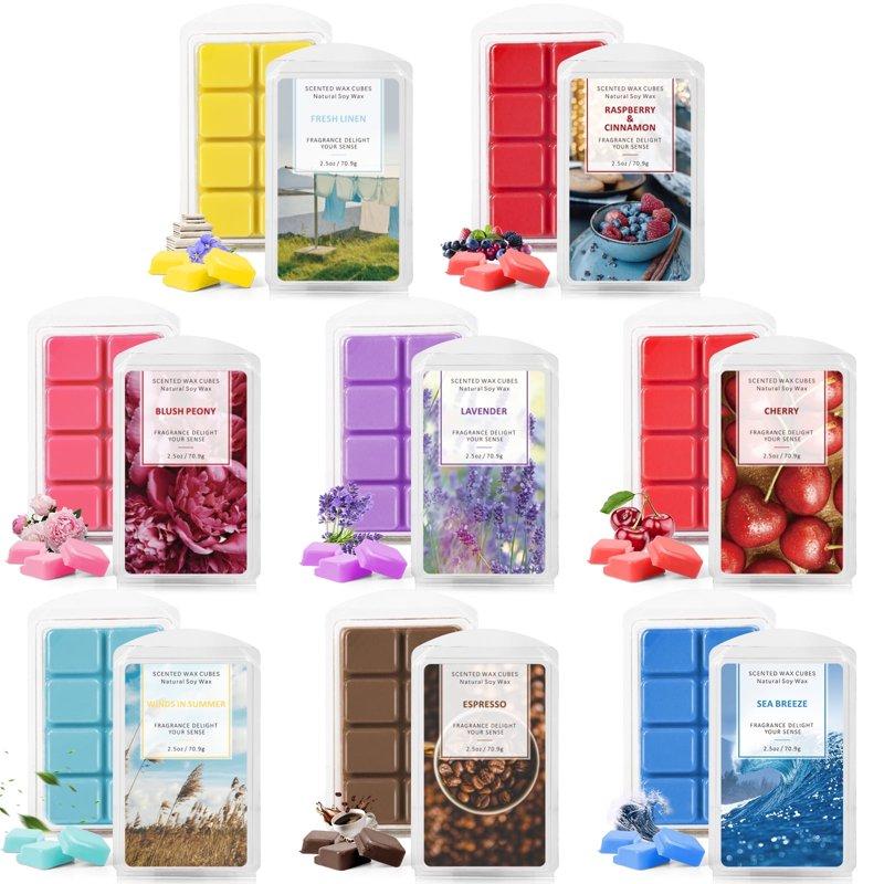 SCENTORINI Wax Melts Scented Wax Cubes for Warmers Sea Breeze Lavender Linen Winds in Summer Cherry Espresso Raspberry & Cinnamon Blush Peony 2.5 oz(8 Pack)