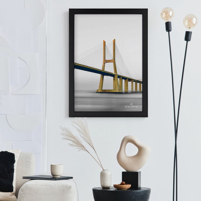 Scholartree 5-in-1 Wood Picture Frames Set Front Loading Basic Tabletop A4 Picture Frame Black