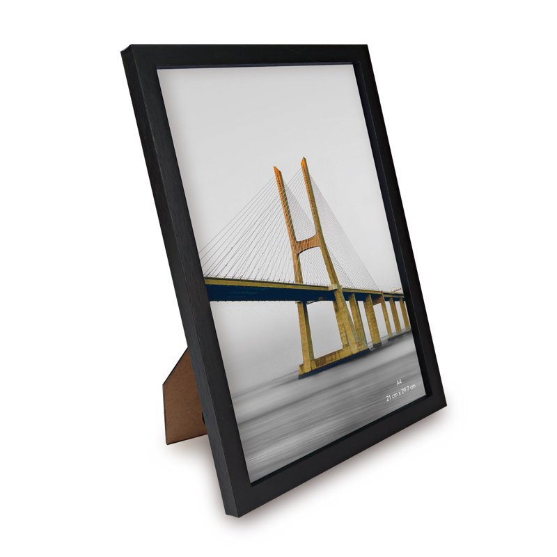 Scholartree 5-in-1 Wood Picture Frames Set Front Loading Basic Tabletop A4 Picture Frame Black