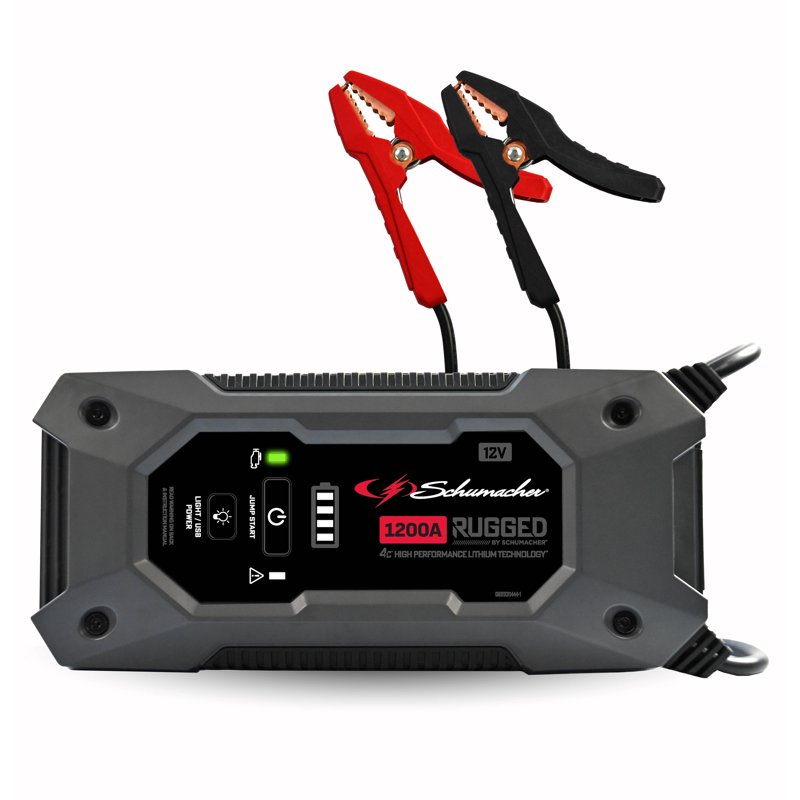 Schumacher Electric Rugged 1200A Lithium Car Battery Jump Starter and Power pack/Jump Box USB Charging 12V Sport Auto and Marine Batteries SL1668