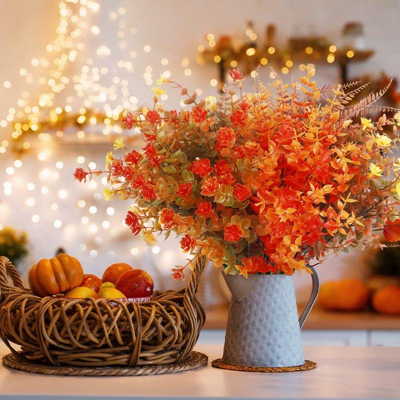 Scidweet 24 Bundles Artificial Fall Flowers Autumn Fake Flowers Fall Decorations For Home Outdoor Garden Harvest Autumn Home Decor
