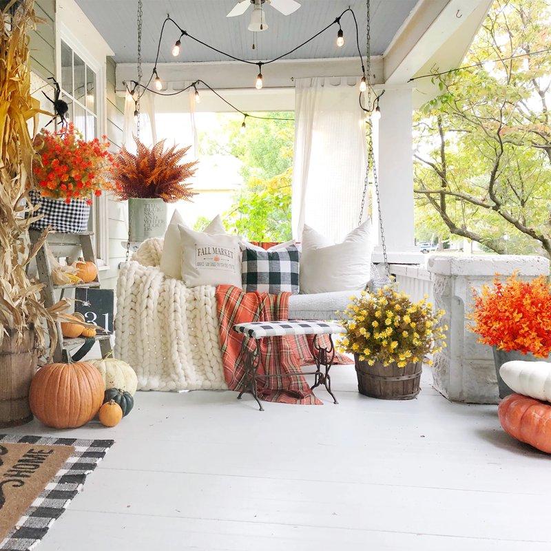 Scidweet 24 Bundles Artificial Fall Flowers Autumn Fake Flowers Fall Decorations For Home Outdoor Garden Harvest Autumn Home Decor