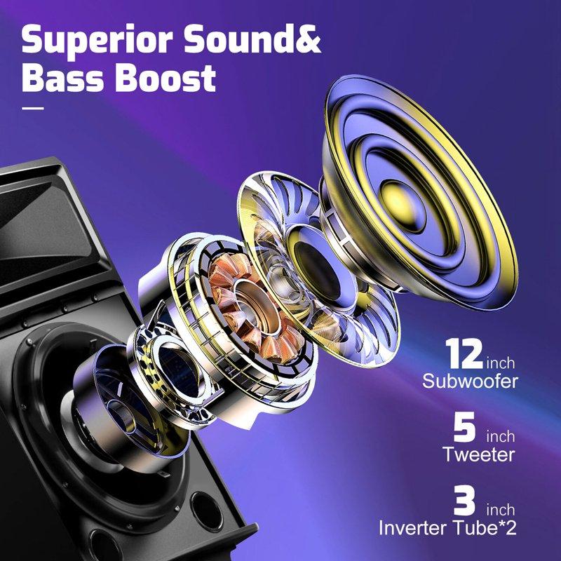 Seenda Karaoke Machine With 2 Wireless Microphones Bluetooth Speaker And Portable PA System – Includes FM Radio And 12" Woofer For Party