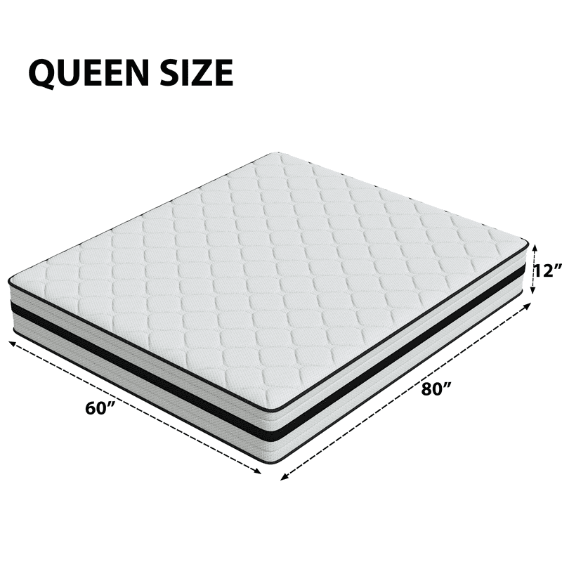 SEEUO Queen Mattress 12 Inch Hybrid Mattress In A Box With Memory Foam & Individual Pocket Spring For Edge Support Pressure Relief Medium Firm CertiPUR-US