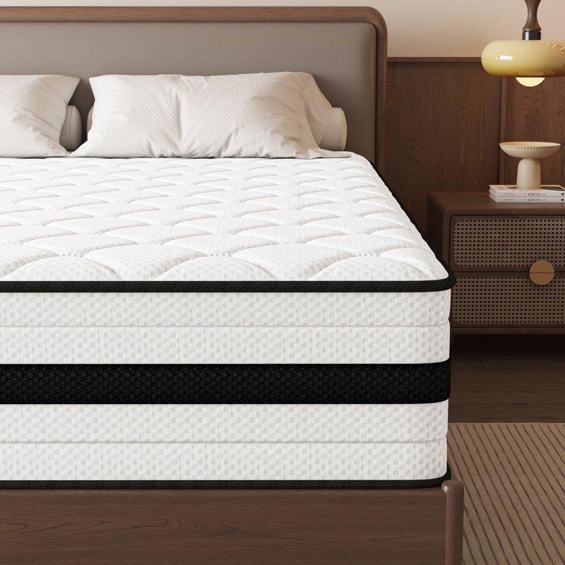 SEEUO Queen Mattress 12 inch Hybrid Mattress in a Box with Memory Foam & Individual Pocket Spring for Edge Support Pressure Relief Medium Firm CertiPUR-US