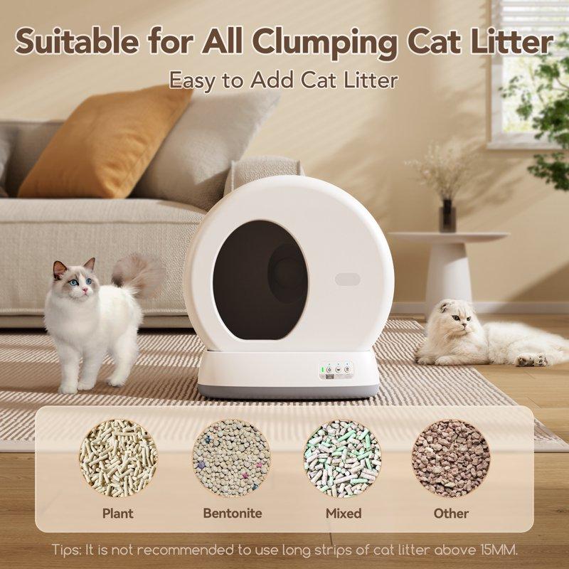 Self-Cleaning Cat Litter Box Automatic Cat Litter Box With APP Control Safety Sensors Odor Isolation & Health Monitoring