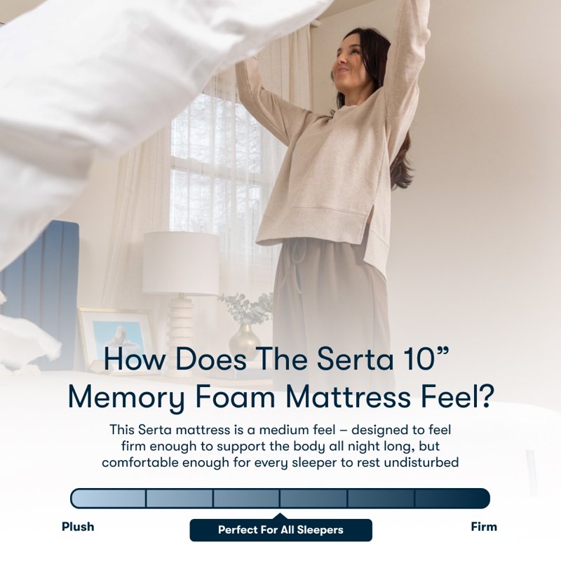 Serta 10" Medium Gel Memory Foam Cooling Queen Tight Top Mattress - Fiberglass Free