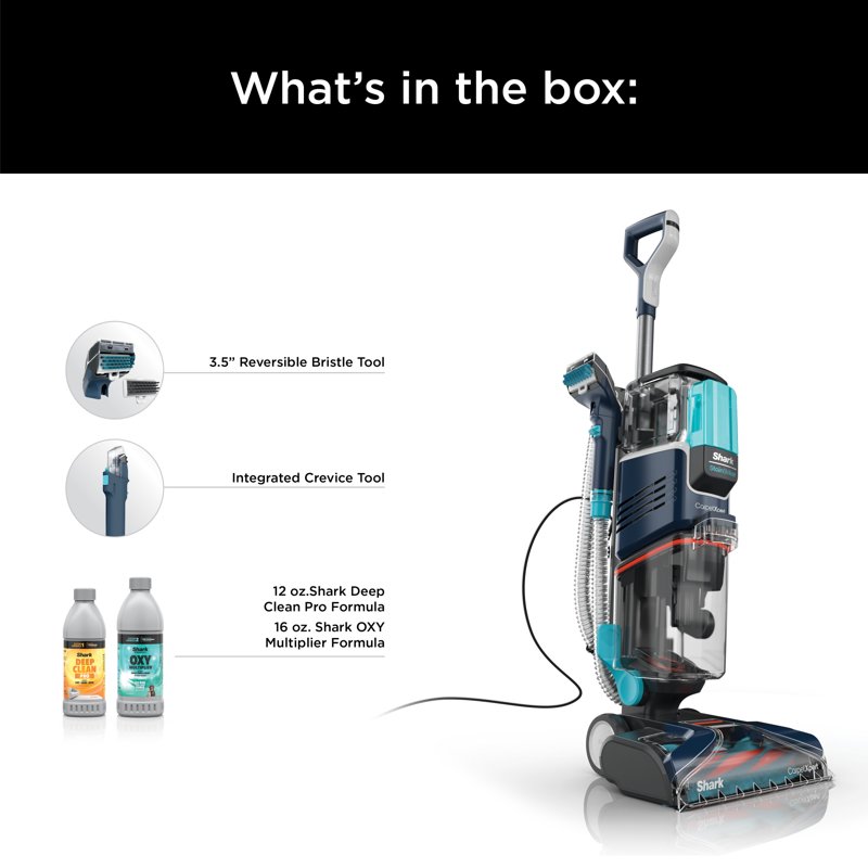 Shark CarpetXpert Upright Corded Vacuum With StainStriker Technology Deep Cleaner With Built-in Spot & Stain Eliminator And 12oz Deep Clean Pro And 16oz Oxy Multiplier EX200 Navy