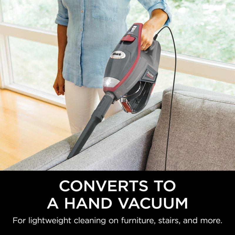 Shark Rocket Pro Corded Stick Vacuum Removable Hand Vacuum Hardwood Floors And Carpet Advanced Swivel Steering Pet-Friendly XL Capacity Ultra-Lightweight HV370 Comet Red