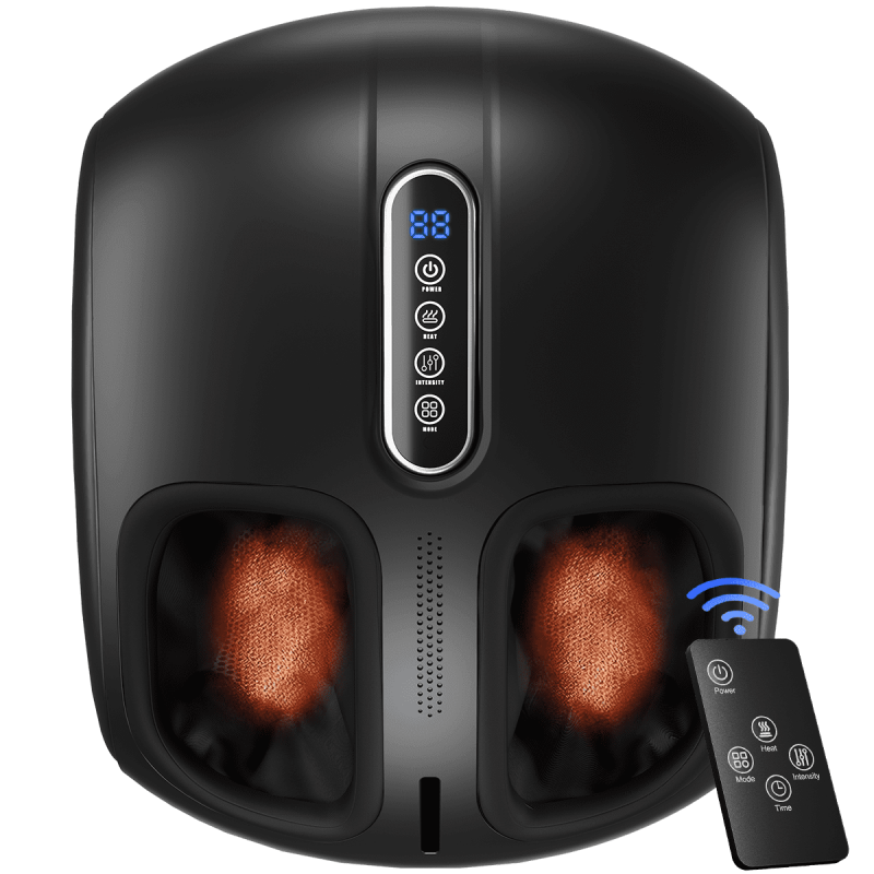 Shiatsu Foot Massager With Heat 4-Modes Massage & 5 Intensities Caveen Feet Massage Machine With Remote Control Auto-Off Timers Gifts For Women Men