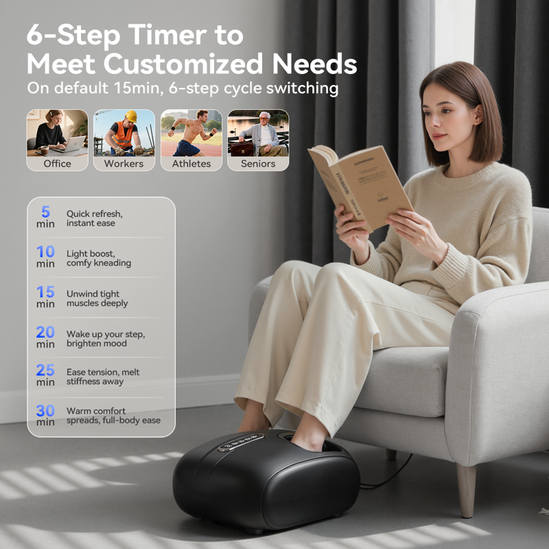 Shiatsu Foot Massager With Heat 4-Modes Massage & 5 Intensities Caveen Feet Massage Machine With Remote Control Auto-Off Timers Gifts For Women Men