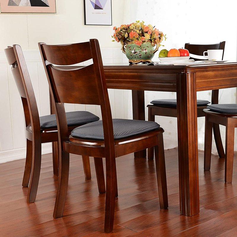 Shinnwa Chair Cushions Set Of 2 Non Slip U-Shaped Seat Cushion Pads For Kitchen Dining Room Soft Plaid Velvet Cover 15 X 16 Inches Gray