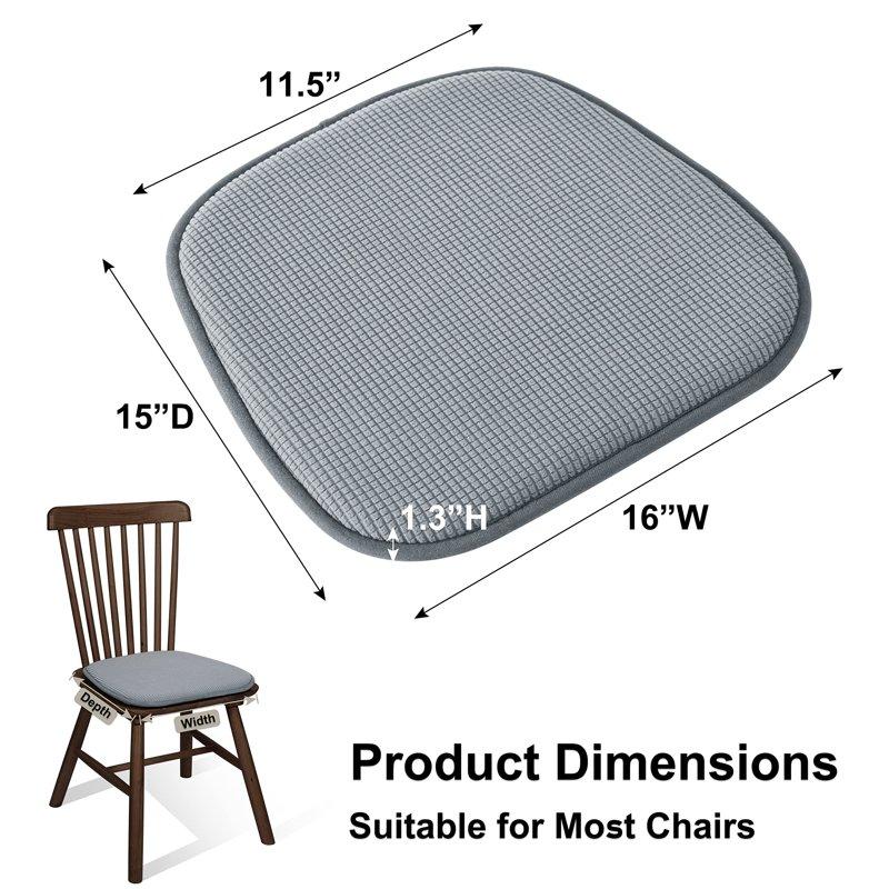 Shinnwa Chair Cushions Set Of 2 Non Slip U-Shaped Seat Cushion Pads For Kitchen Dining Room Soft Plaid Velvet Cover 15 X 16 Inches Gray