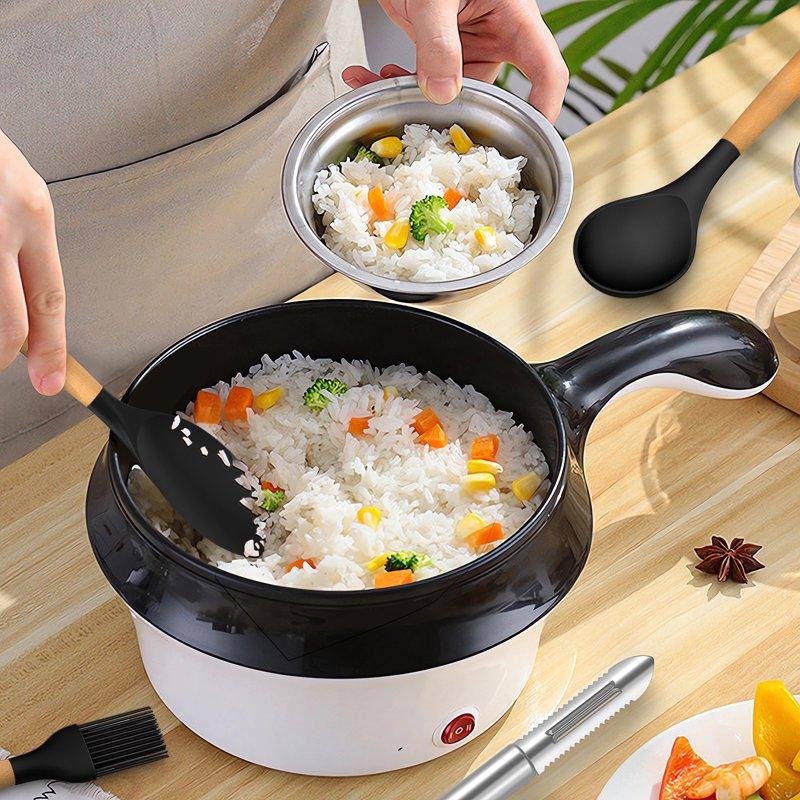 Silicone Cooking Utensils Set - Silicone Kitchen Utensils For Cooking Wooden Handles 446°F Heat Resistant Kitchen Utensil Spatula Sets W Holder Gadgets For Non-Stick Cookware BPA FREE (Black)