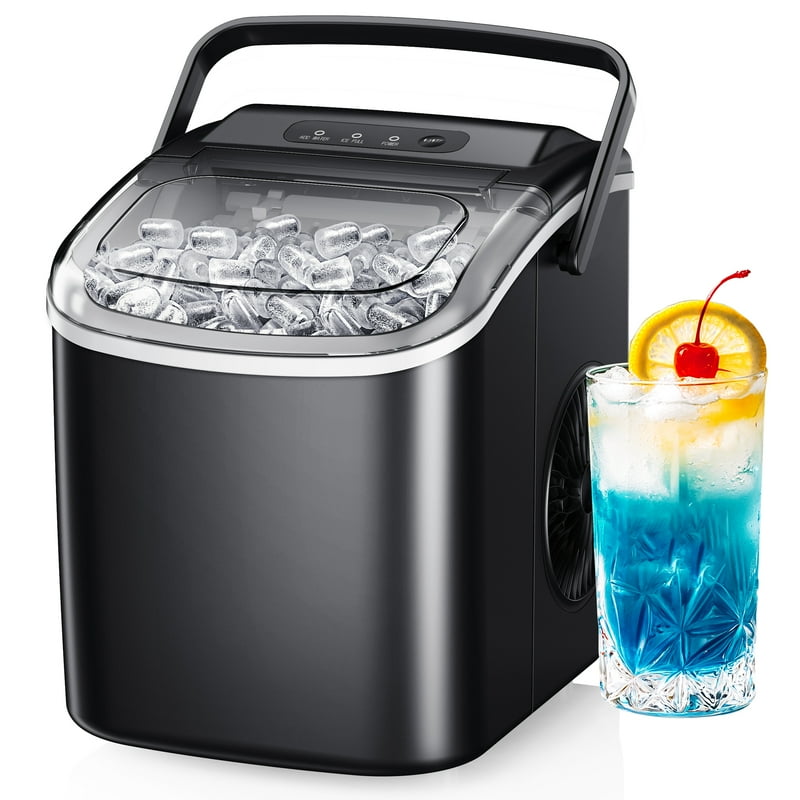 Simzlife 26 lbs/24H Countertop Ice Maker Machine 9 Bullet-Shaped Ice in 6 Min Auto-Cleaning