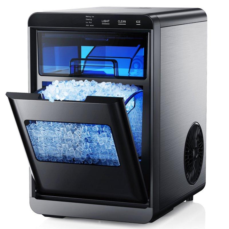 Simzlife Nugget Ice Maker Countertop 44.9lbs Per Day Chewable Pebble Nugget Ice Machine With Touch Screen For Home Kitchen Office Stainless Steel Black