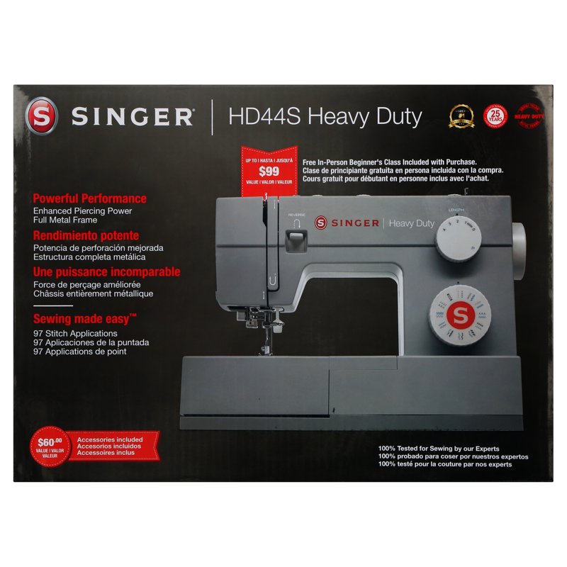 SINGER® Heavy Duty 44S Mechanical Sewing Machine Powerful Performance Great For All Projects & Fabrics Four Accessory Feet Included Easy To Use Professional Results