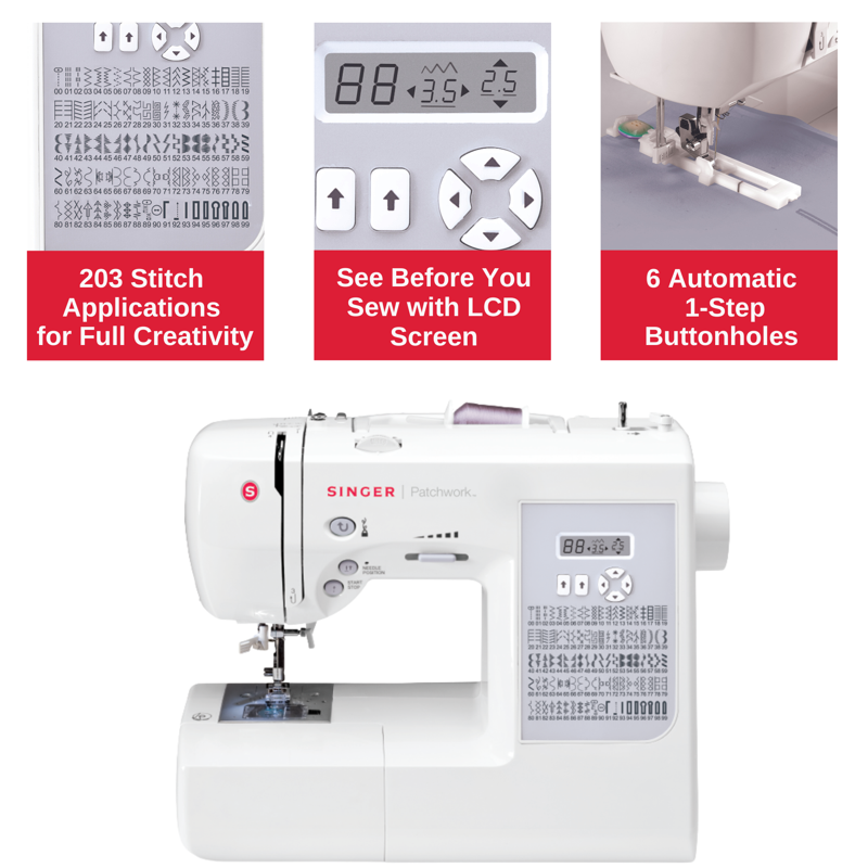 SINGER® Patchwork 7285Q Quilting Sewing Machine + Extension Table & Accessories 100 Stitches