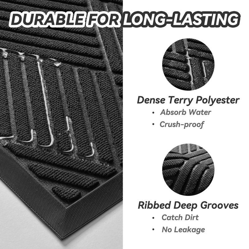 SIXHOME Outdoor Mat Non Slip Doormat 17"x30" Front Door Mat Outside Absorbent Rubber Welcome Mat Low Profile Dirt Trapper Indoor Outdoor Doormat Thicken Crosshatch Entryway Rug Floor Mat Black