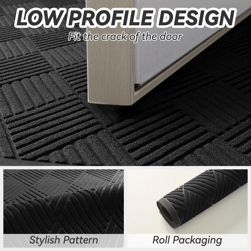 SIXHOME Outdoor Mat Non Slip Doormat 17"x30" Front Door Mat Outside Absorbent Rubber Welcome Mat Low Profile Dirt Trapper Indoor Outdoor Doormat Thicken Crosshatch Entryway Rug Floor Mat Black